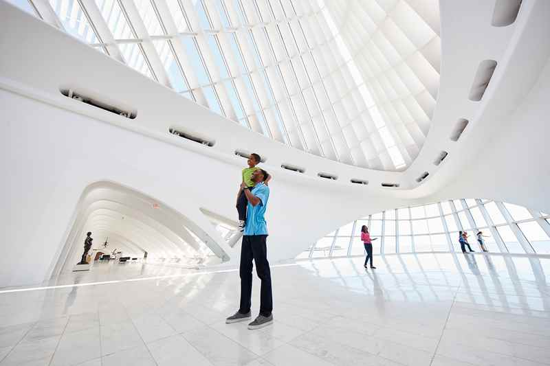 Father and son in the Milwaukee Art Museum